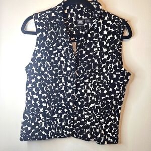 Worth New York‎ Women's Black and White Patterned Short Sleeve Vest Size
